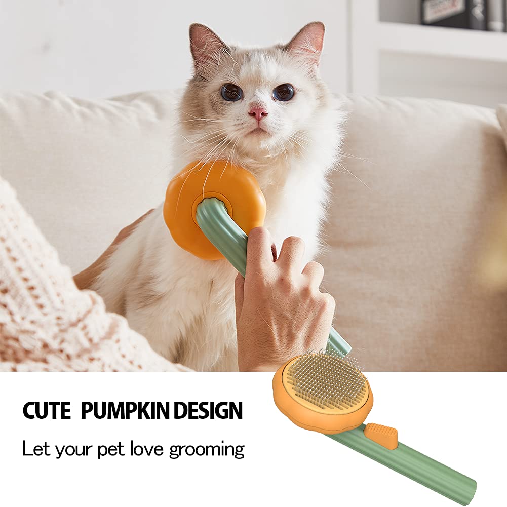 GlowGroom™ Pumpkin Massage: Skonsam Pälsvårdsborste i Rostfritt Stål för Frisk Hud & Glansig Päls