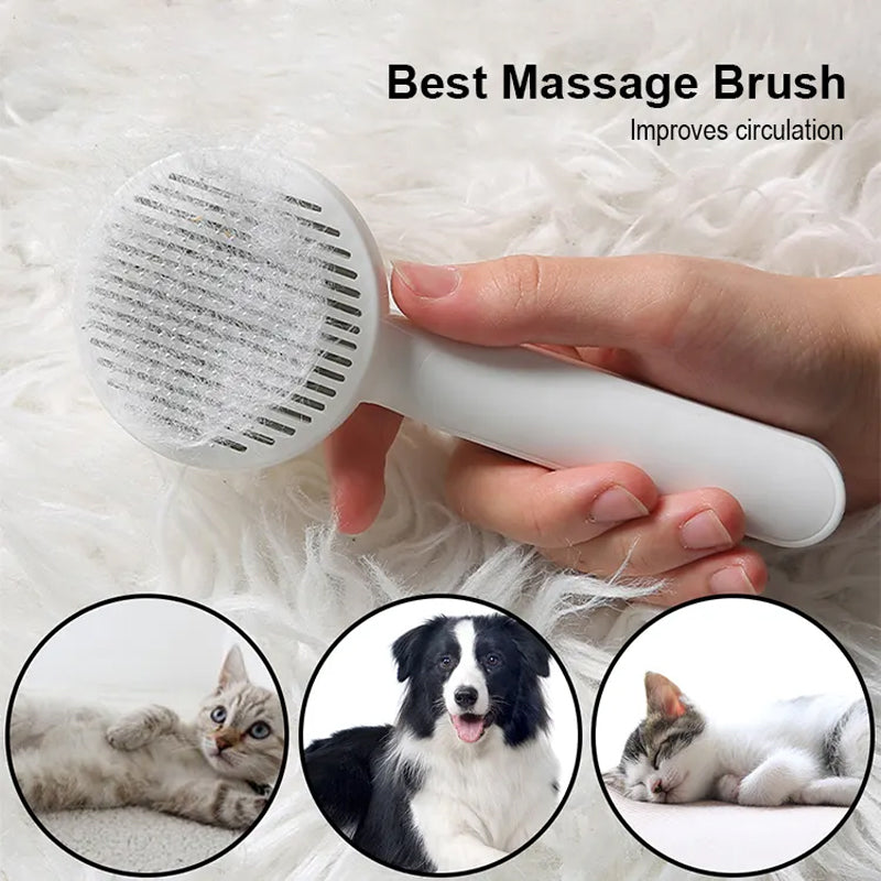 ProGroom™ Self-Cleaning Slicker Brush – Professionell Pälsvårdsborste med Terapeutisk Massage & One-Button™ Rengöring