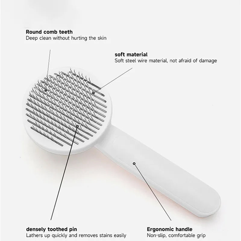 ProGroom™ Self-Cleaning Slicker Brush – Professionell Pälsvårdsborste med Terapeutisk Massage & One-Button™ Rengöring