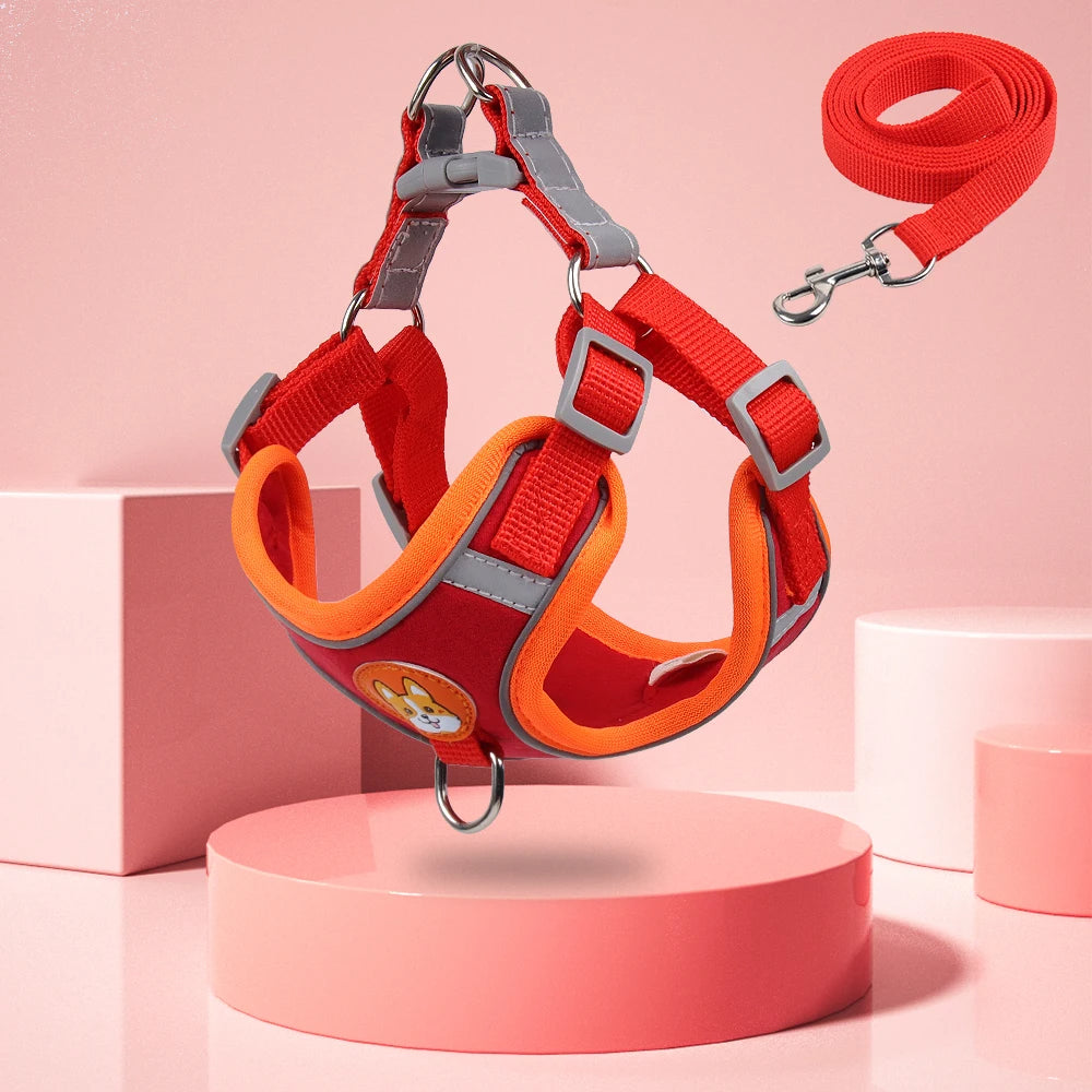 PlaidGuard™ Step-In System – Ergonomisk Västsele & Reflexkoppel för Små Hundar